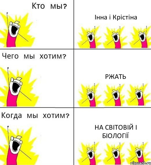 Інна і Крістіна ржать на світовій і біології, Комикс Что мы хотим