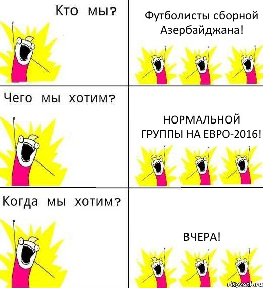 Футболисты сборной Азербайджана! Нормальной группы на ЕВРО-2016! Вчера!, Комикс Что мы хотим