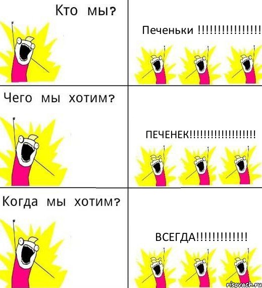 Печеньки !!!!!!!!!!!!!!!! Печенек!!!!!!!!!!!!!!!!!!! Всегда!!!!!!!!!!!!!, Комикс Что мы хотим