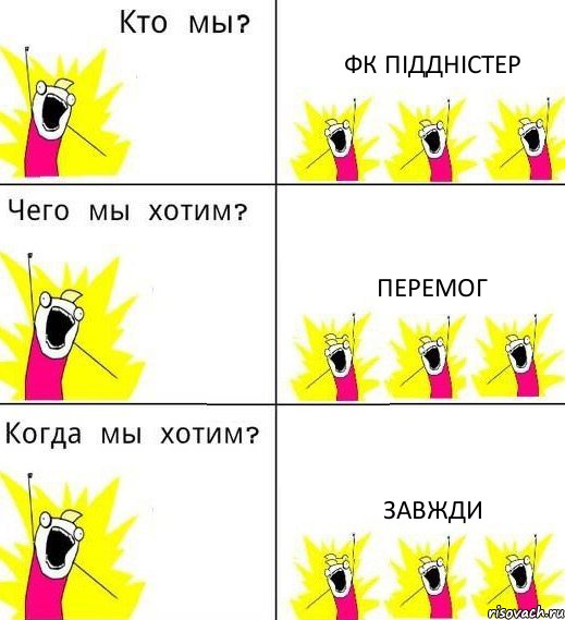 ФК ПІДДНІСТЕР ПЕРЕМОГ ЗАВЖДИ, Комикс Что мы хотим