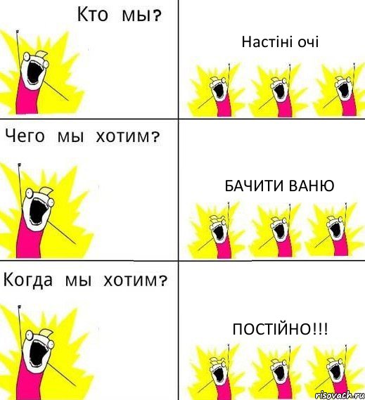 Настіні очі бачити Ваню постійно!!!, Комикс Что мы хотим