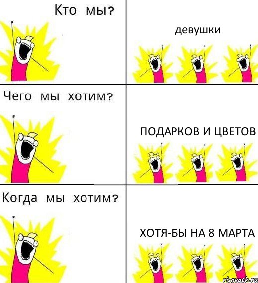 девушки подарков и цветов хотя-бы на 8 марта, Комикс Что мы хотим