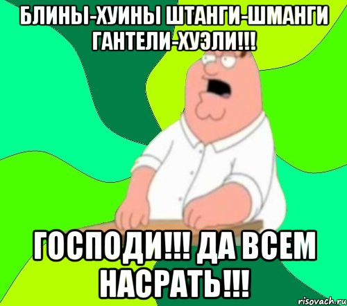 блины-хуины штанги-шманги гантели-хуэли!!! Господи!!! да всем насрать!!!, Мем  Да всем насрать (Гриффин)