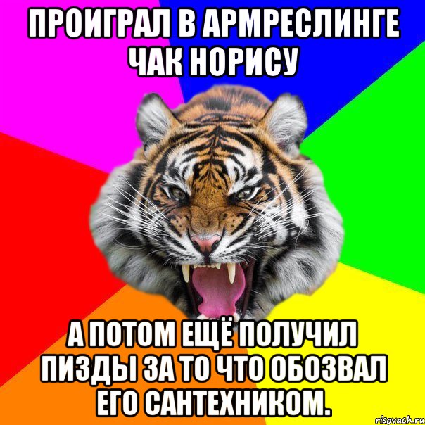 Проиграл в армреслинге Чак Норису А потом ещё получил пизды за то что обозвал его сантехником.