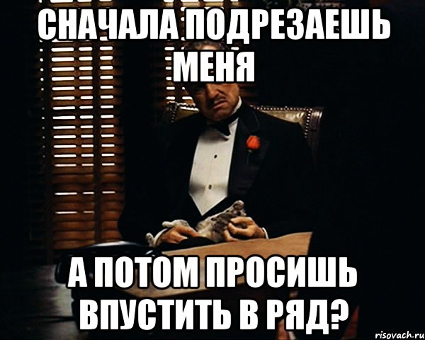 сначала подрезаешь меня а потом просишь впустить в ряд?, Мем Дон Вито Корлеоне