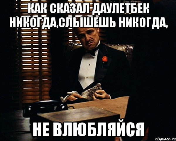 как сказал Даулетбек никогда,слышешь никогда, не влюбляйся, Мем Дон Вито Корлеоне