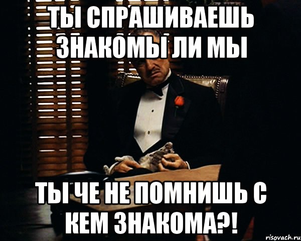 ты спрашиваешь знакомы ли мы ты че не помнишь с кем знакома?!, Мем Дон Вито Корлеоне