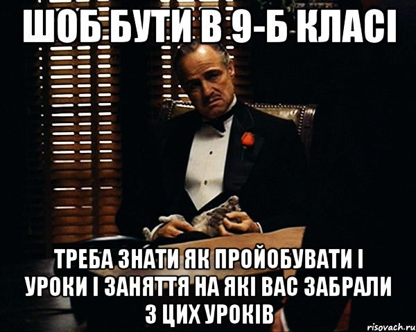 Шоб бути в 9-Б класі треба знати як пройобувати і уроки і заняття на які вас забрали з цих уроків, Мем Дон Вито Корлеоне