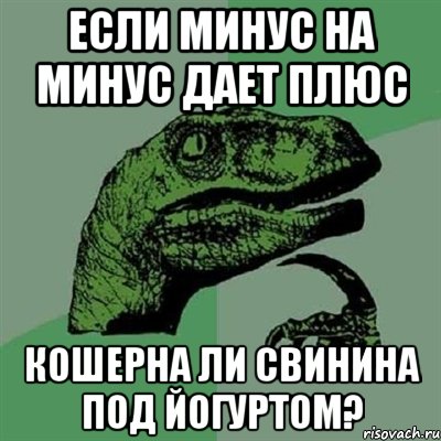 если минус на минус дает плюс кошерна ли свинина под йогуртом?, Мем Филосораптор