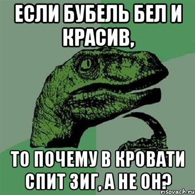 Если бубель бел и красив, то почему в кровати спит Зиг, а не он?, Мем Филосораптор