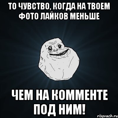 То чувство, когда на твоем фото лайков меньше чем на комменте под ним!, Мем Forever Alone