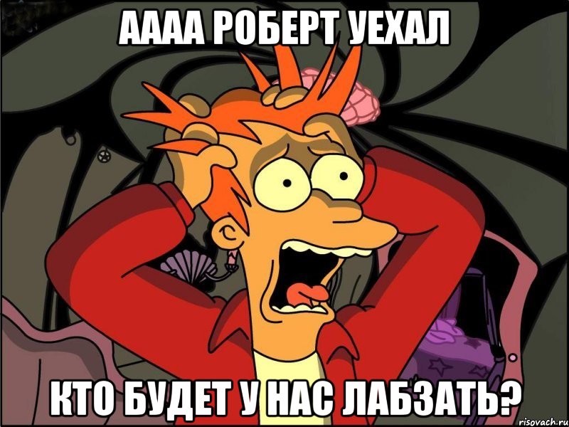 аааа роберт уехал кто будет у нас лабзать?, Мем Фрай в панике