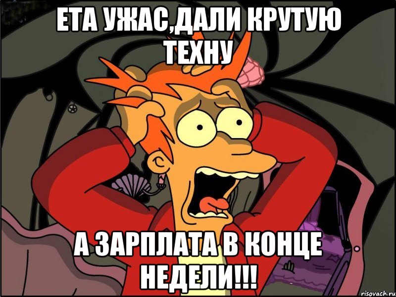 Ета ужас,дали крутую техну А зарплата в конце недели!!!, Мем Фрай в панике