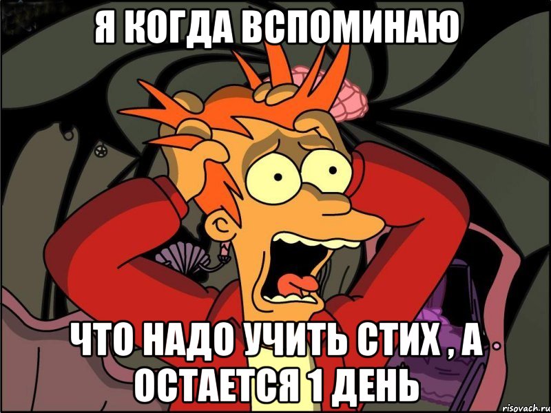 я когда вспоминаю что надо учить стих , а остается 1 день, Мем Фрай в панике