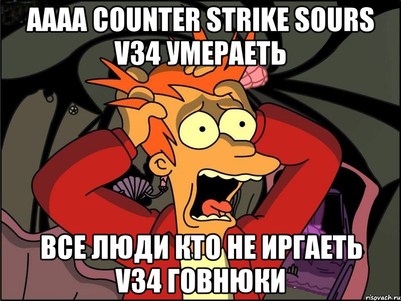 АААА counter strike sours V34 умераеть все люди кто не иргаеть V34 говнюки, Мем Фрай в панике