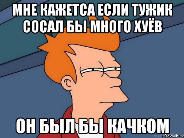 Мне кажетса если тужик сосал бы много хуёв он был бы качком, Мем  Фрай (мне кажется или)