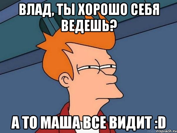 Влад, ты хорошо себя ведешь? а то Маша все видит :D, Мем  Фрай (мне кажется или)