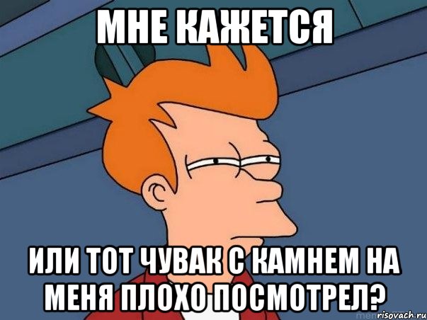 мне кажется или тот чувак с камнем на меня плохо посмотрел?, Мем  Фрай (мне кажется или)