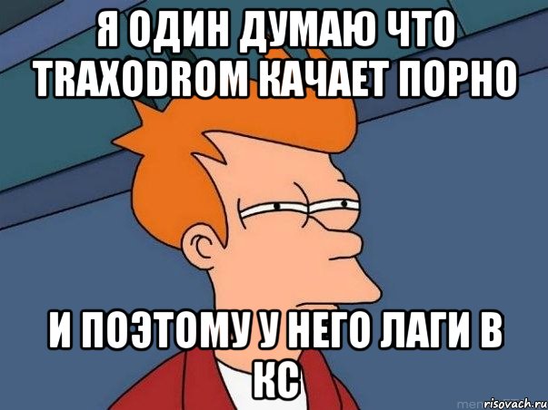 Я один думаю что TRAXODROM качает порно И поэтому у него лаги в кс, Мем  Фрай (мне кажется или)