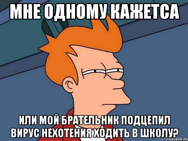 мне одному кажетса или мой брательник подцепил вирус нехотения ходить в школу?, Мем  Фрай (мне кажется или)