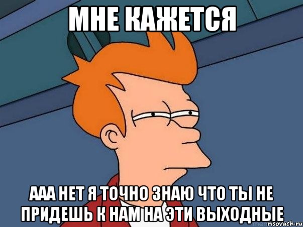 мне кажется ААА нет я точно знаю что ты не придешь к нам на эти выходные, Мем  Фрай (мне кажется или)