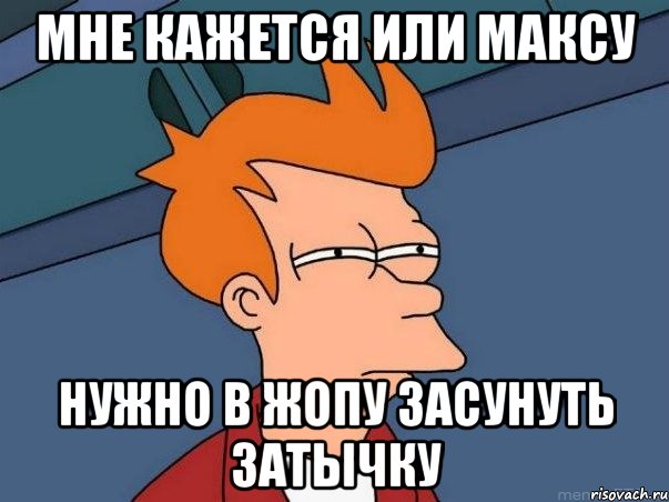 МНЕ КАЖЕТСЯ ИЛИ МАКСУ НУЖНО В ЖОПУ ЗАСУНУТЬ ЗАТЫЧКУ, Мем  Фрай (мне кажется или)