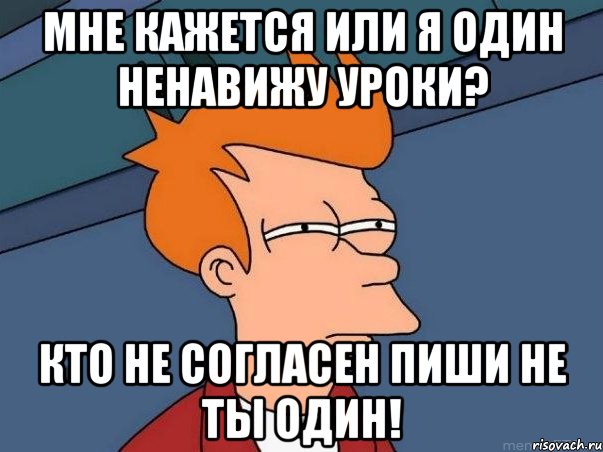 Мне кажется или я один ненавижу уроки? Кто не согласен пиши не ты один!, Мем  Фрай (мне кажется или)