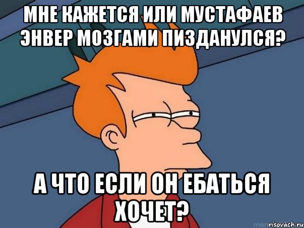 МНЕ КАЖЕТСЯ ИЛИ МУСТАФАЕВ ЭНВЕР МОЗГАМИ ПИЗДАНУЛСЯ? А ЧТО ЕСЛИ ОН ЕБАТЬСЯ ХОЧЕТ?, Мем  Фрай (мне кажется или)