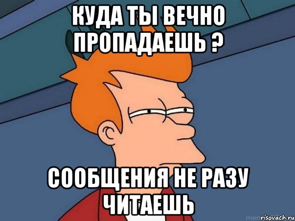 Куда ты вечно пропадаешь ? сообщения не разу читаешь, Мем  Фрай (мне кажется или)