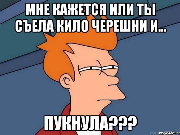 МНЕ КАЖЕТСЯ ИЛИ ТЫ СЪЕЛА КИЛО ЧЕРЕШНИ И... ПУКНУЛА???, Мем  Фрай (мне кажется или)