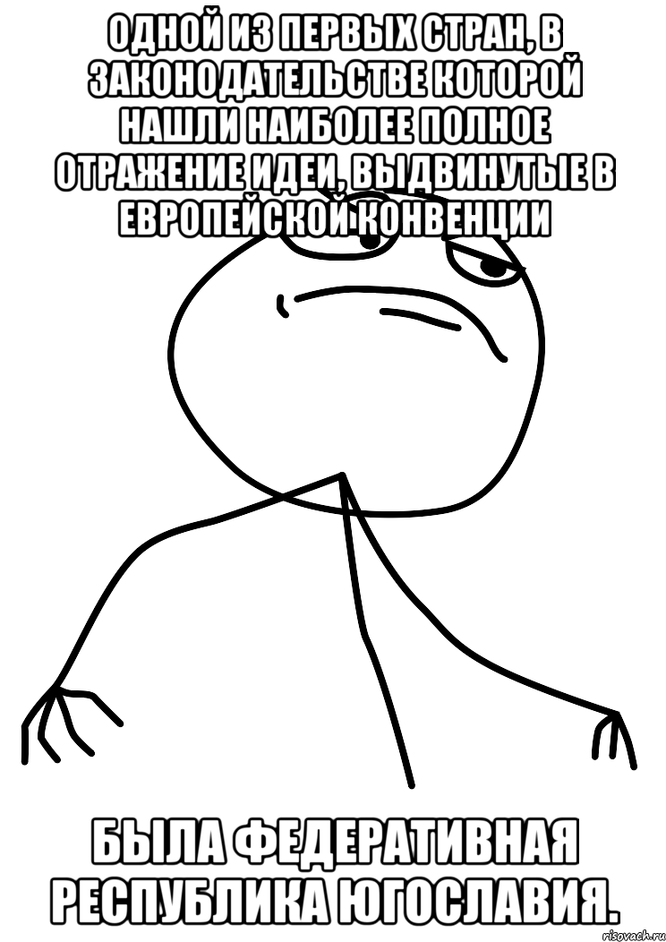 Одной из первых стран, в законодательстве которой нашли наиболее полное отражение идеи, выдвинутые в Европейской Конвенции Была Федеративная Республика Югославия., Мем fuck yea