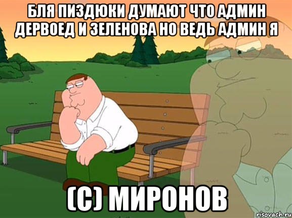 бля пиздюки думают что админ дервоед и зеленова но ведь админ я (с) миронов, Мем Задумчивый Гриффин