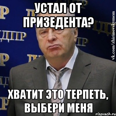 Устал от призедента? Хватит это терпеть, выбери меня, Мем Хватит это терпеть (Жириновский)