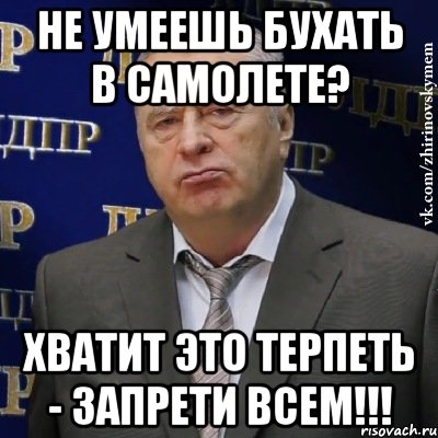 Не умеешь бухать в самолете? Хватит это терпеть - запрети всем!!!, Мем Хватит это терпеть (Жириновский)