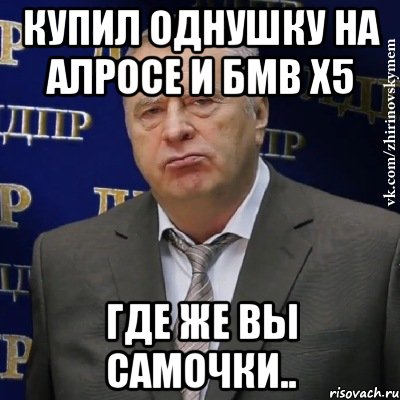 КУПИЛ ОДНУШКУ НА АЛРОСЕ И БМВ Х5 ГДЕ ЖЕ ВЫ САМОЧКИ.., Мем Хватит это терпеть (Жириновский)