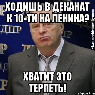 ходишь в деканат к 10-ти на ленина? Хватит это терпеть!, Мем Хватит это терпеть (Жириновский)