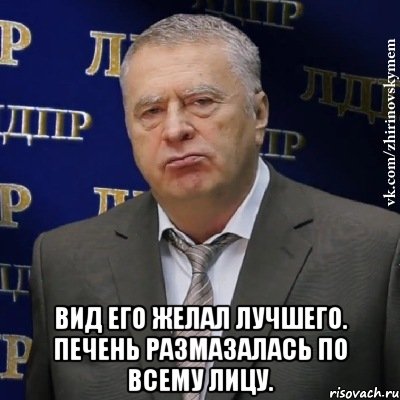  Вид его желал лучшего. Печень размазалась по всему лицу., Мем Хватит это терпеть (Жириновский)