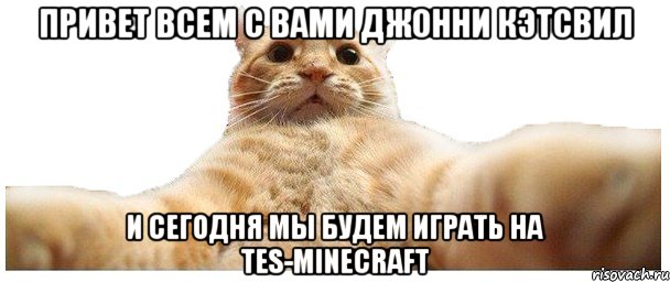 ПРИВЕТ ВСЕМ С ВАМИ ДЖОННИ КЭТСВИЛ И СЕГОДНЯ МЫ БУДЕМ ИГРАТЬ НА TES-MINECRAFT, Мем   Кэтсвилл