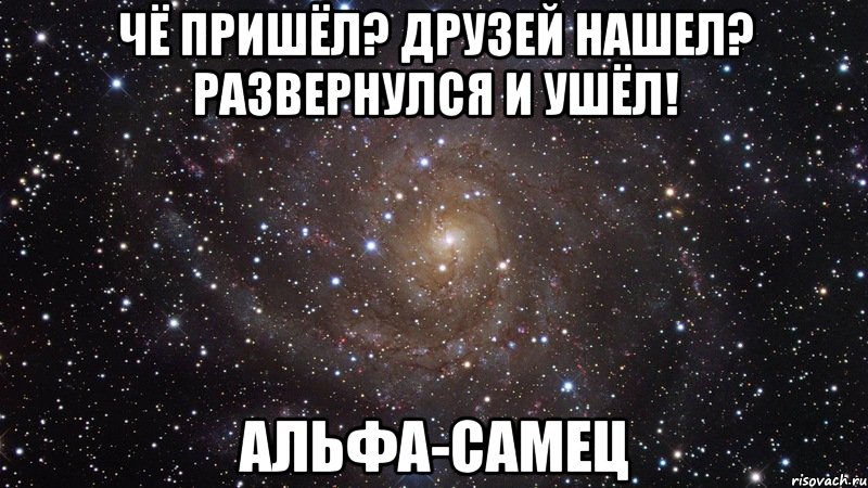 Чё пришёл? Друзей нашел? Развернулся и ушёл! Альфа-самец, Мем  Космос (офигенно)