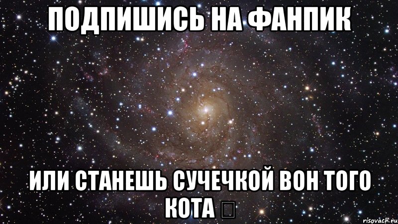 подпишись на фанпик или станешь сучечкой вон того кота ↗, Мем  Космос (офигенно)