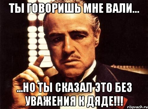 Ты говоришь мне ВАЛИ... ...но ты сказал это без уважения к дяде!!!, Мем крестный отец