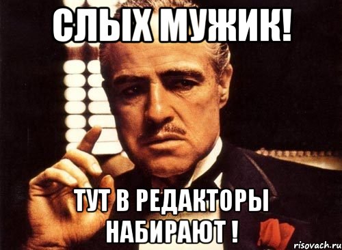 Слых мужик! Тут в редакторы набирают !, Мем крестный отец