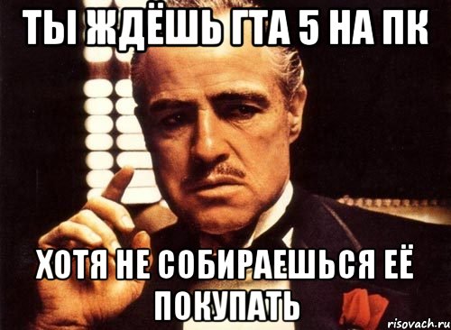 ты ждёшь гта 5 на пк хотя не собираешься её покупать, Мем крестный отец