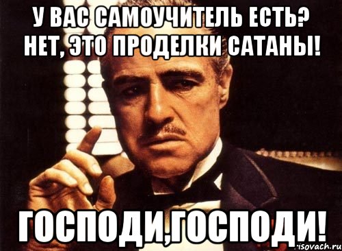 У вас самоучитель есть? Нет, Это проделки сатаны! Господи,господи!, Мем крестный отец