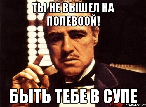 Ты не вышел на полевоой! Быть тебе в супе, Мем крестный отец