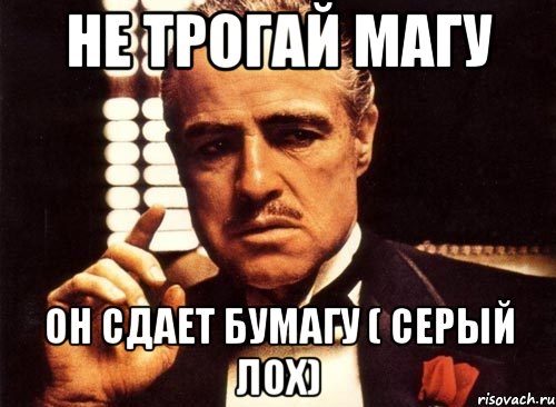 Не трогай Магу Он сдает бумагу ( серый лох), Мем крестный отец