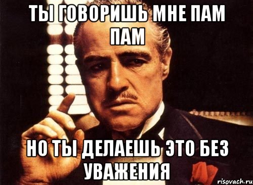 ТЫ ГОВОРИШЬ МНЕ ПАМ ПАМ НО ТЫ ДЕЛАЕШЬ ЭТО БЕЗ УВАЖЕНИЯ, Мем крестный отец