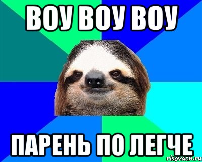 Воу воу воу Парень по легче, Мем Ленивец