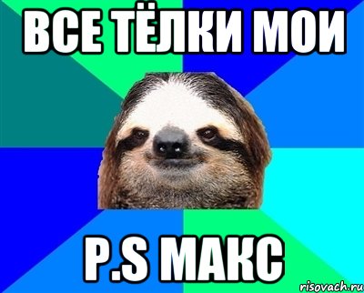 Все тёлки мои P.s макс, Мем Ленивец