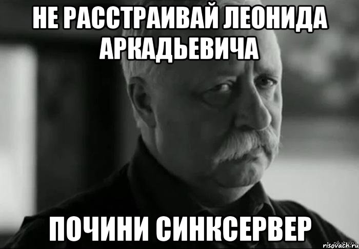 НЕ РАССТРАИВАЙ ЛЕОНИДА АРКАДЬЕВИЧА ПОЧИНИ СИНКСЕРВЕР, Мем Не расстраивай Леонида Аркадьевича